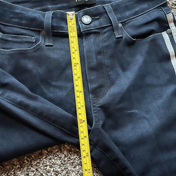 Dark Navy Blue PAIGE Hoxton Ankle Jeans Metallic Tux Stripe, Size 26 - Picture 5 of 8